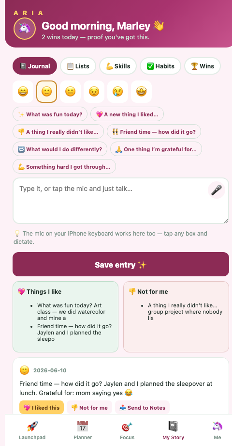ARIA private journal
